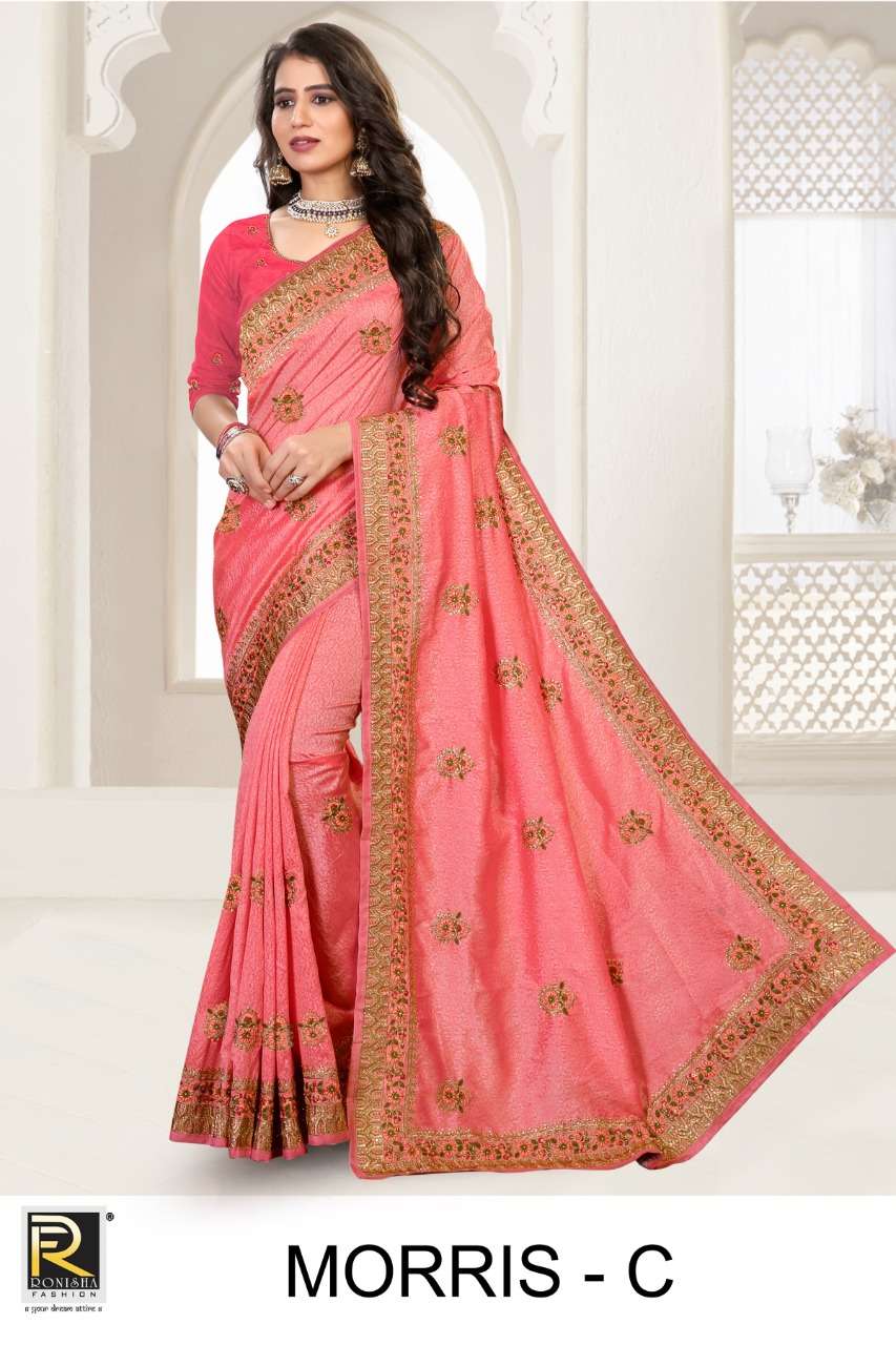 Morris by Ranjna sarees self design embroidery worked designer saree collecton