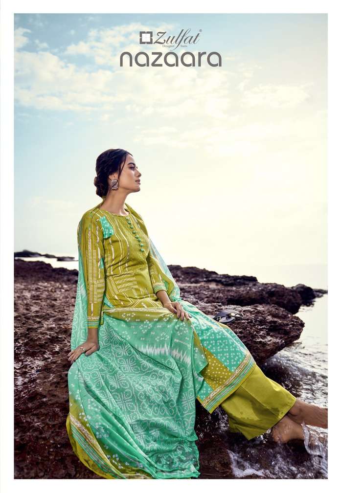 nazaara by zulfat cotton printed casual dress materials