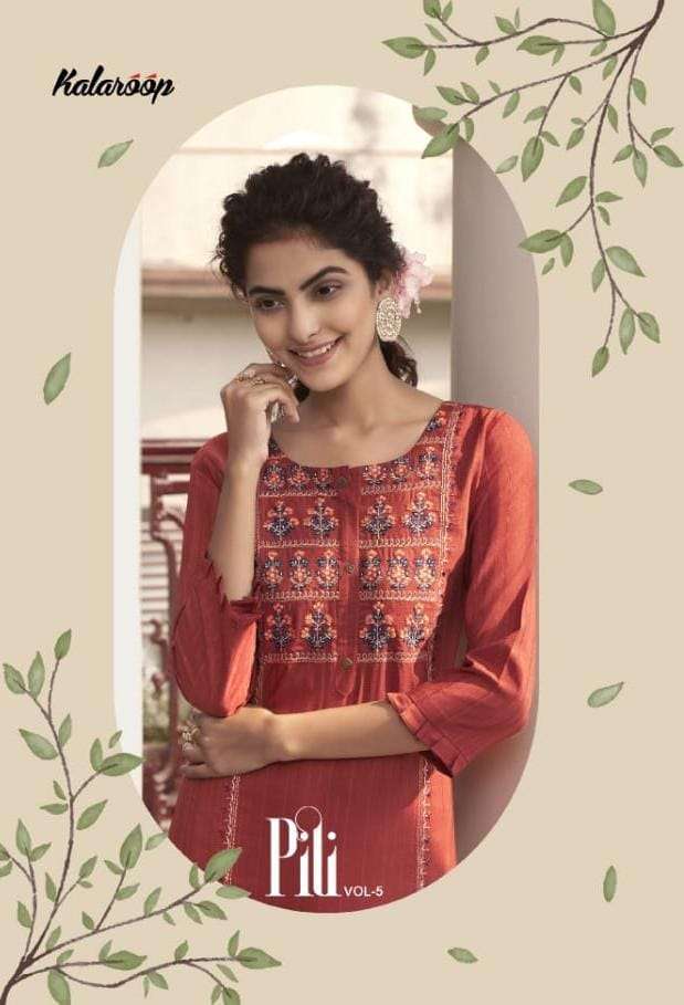 pili vol 5 by kalaroop fancy work casual wear kurti