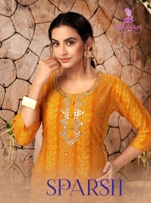 poonam sparsh rayon mirror work casual wear kurtis