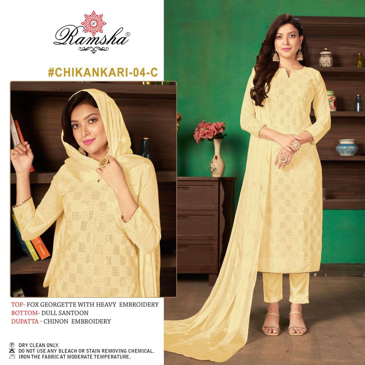 ramsha chikankari 04 nx georgette work indian dresses supplier