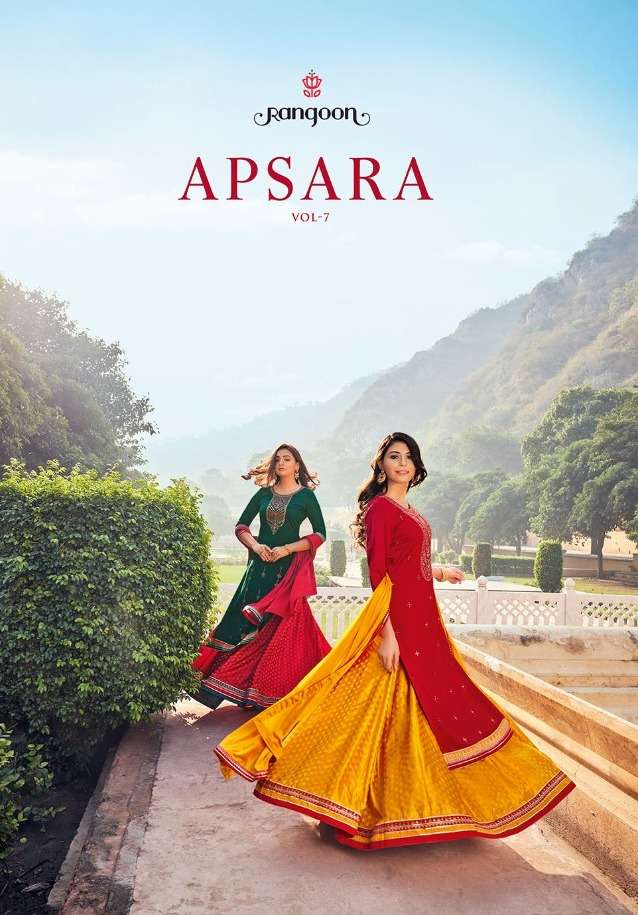 rangoon apsara vol 7 rayon work readymade long salwar kameez