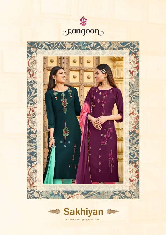 rangoon present sakhiyan cotton work full stitch salwar kameez