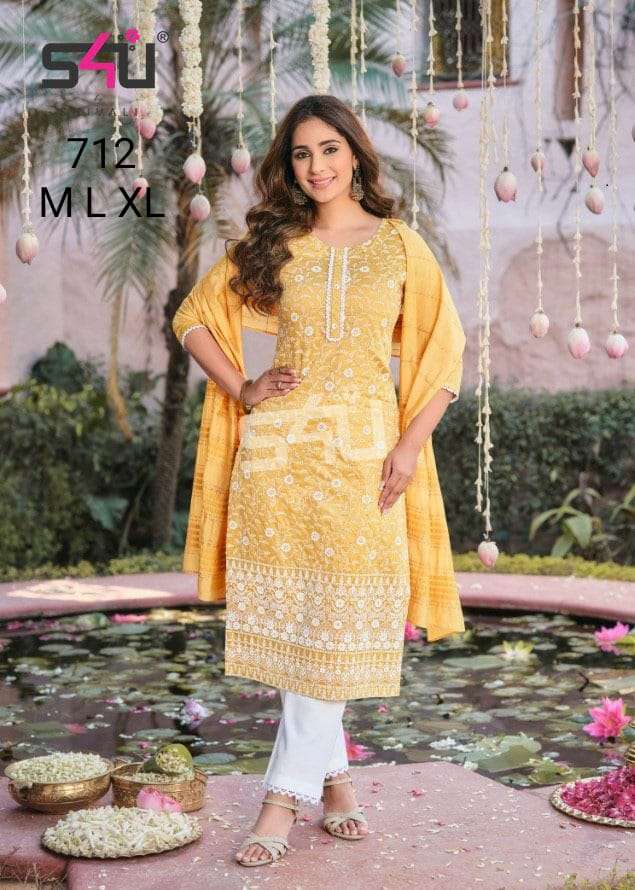 s4u 712 design combo set of readymade suits top bottom dupatta 