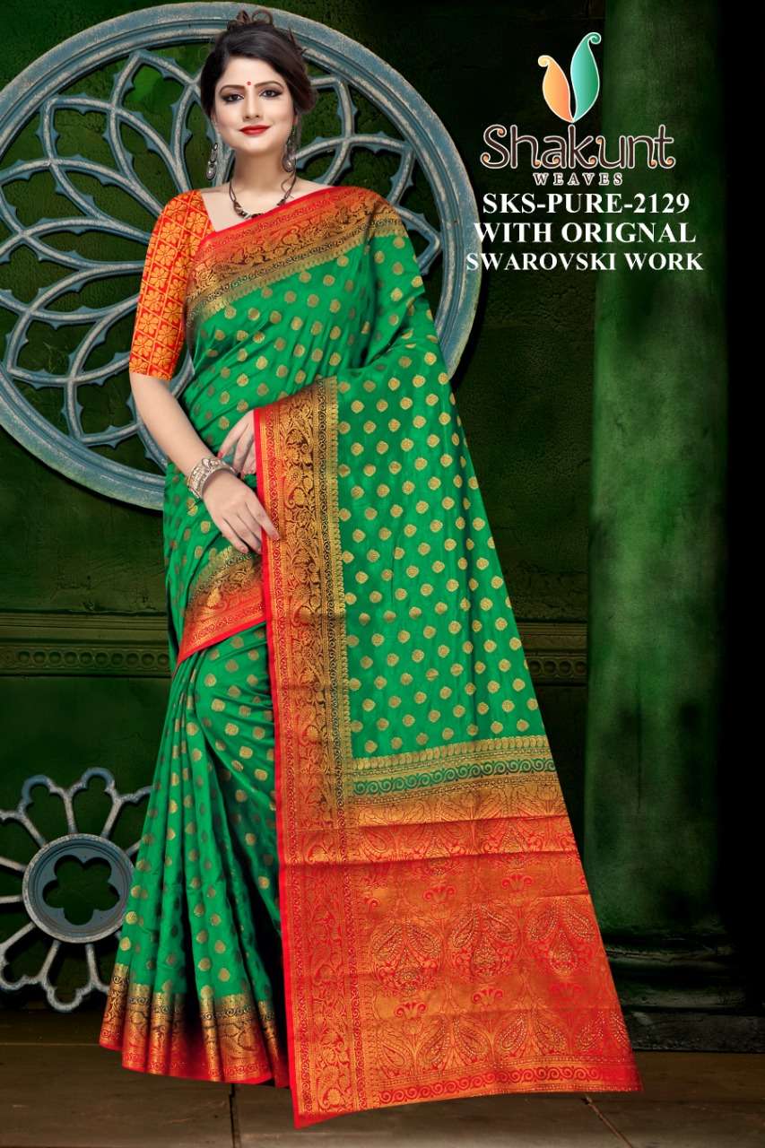 shakunt sks pure 2129 art silk traditional wear fancy sarees