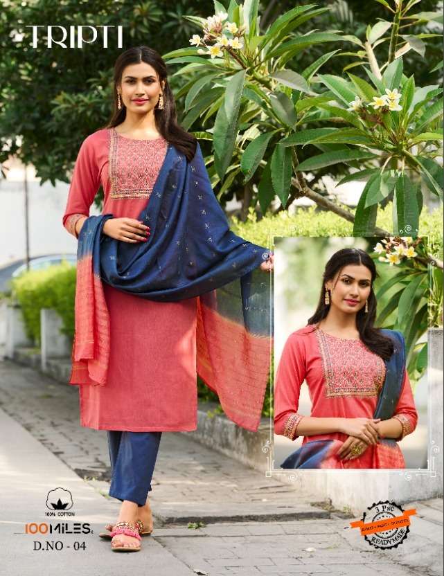 tripti by 100 miles cotton readymade 3 piece collection