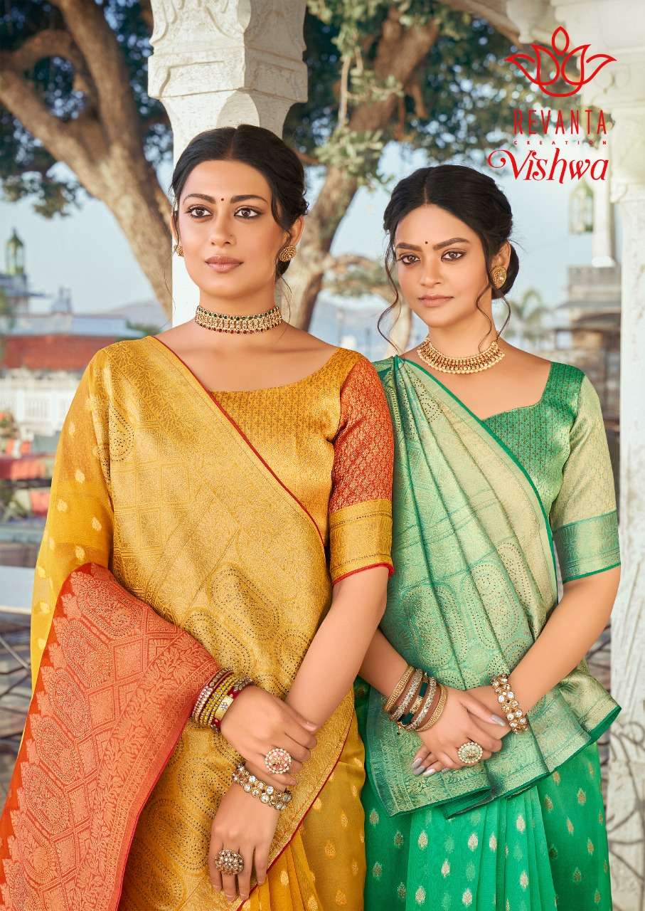 vishwa by revanta kora silk beautiful fancy sarees