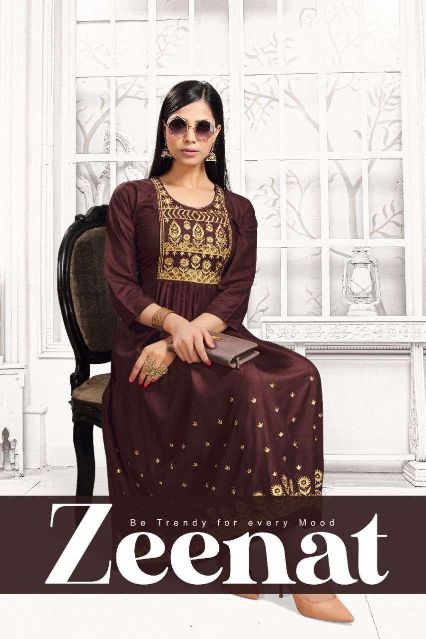 ZEENAT BY BEAUTY QUEEN HEAVY RAYON WORK KURTI CATALOG WHOLESALER BEST RATE