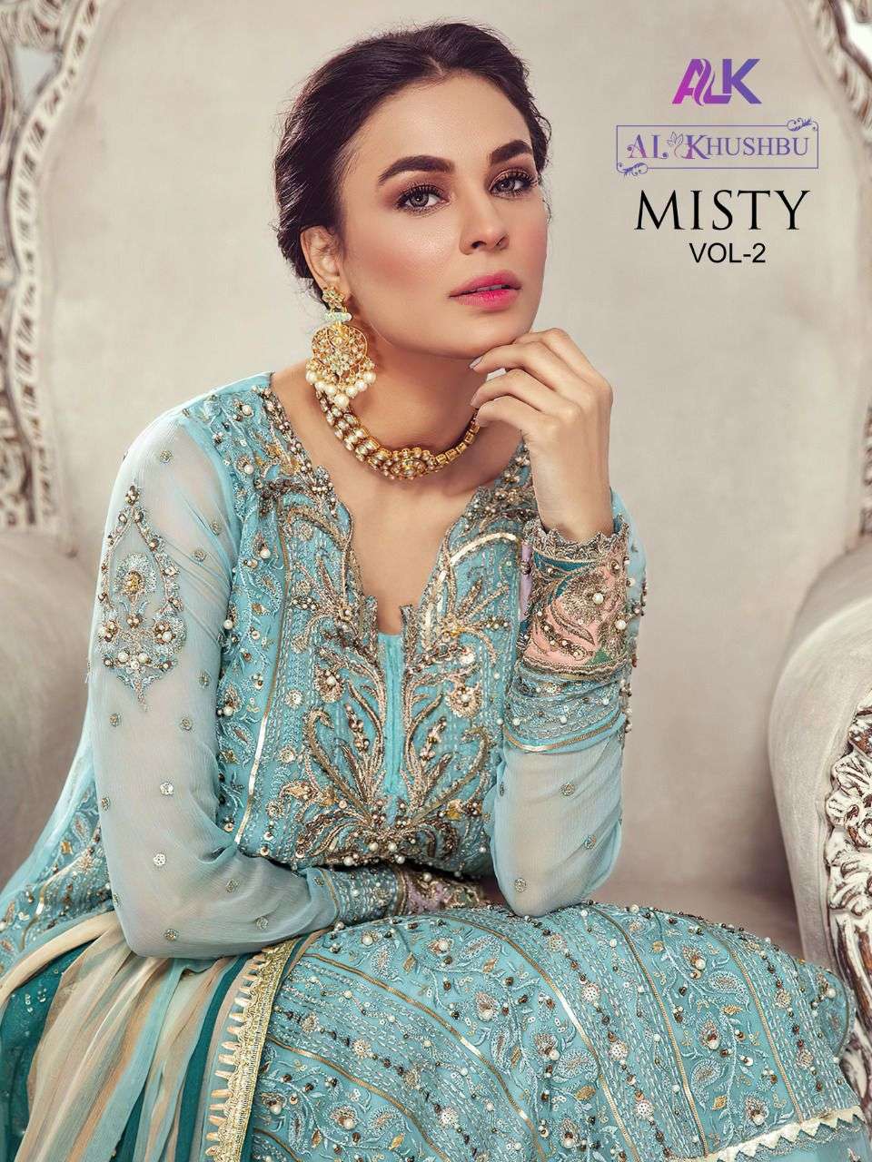 al khushbu misty vol 2 georgette work pakistani fancy suits