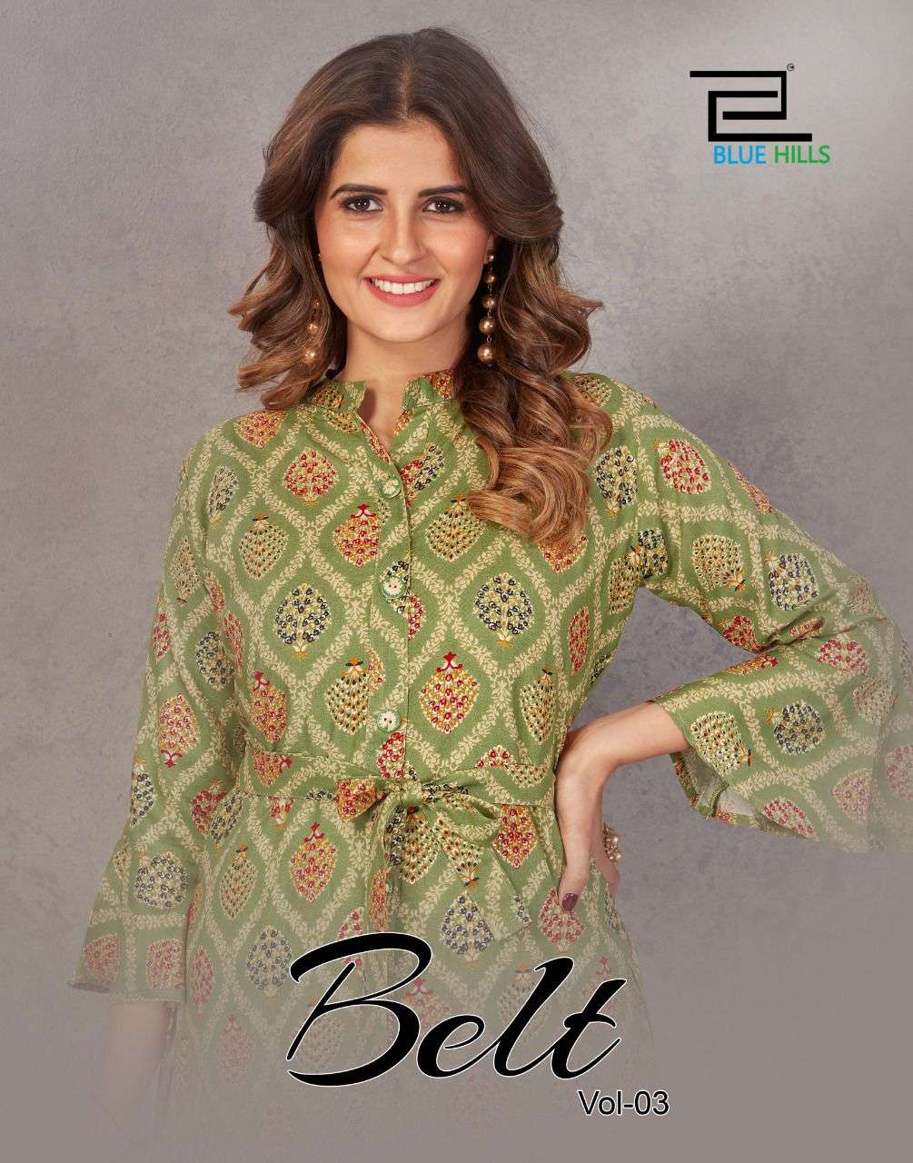 blue hills belt vol 3 rayon printed fancy kurtis