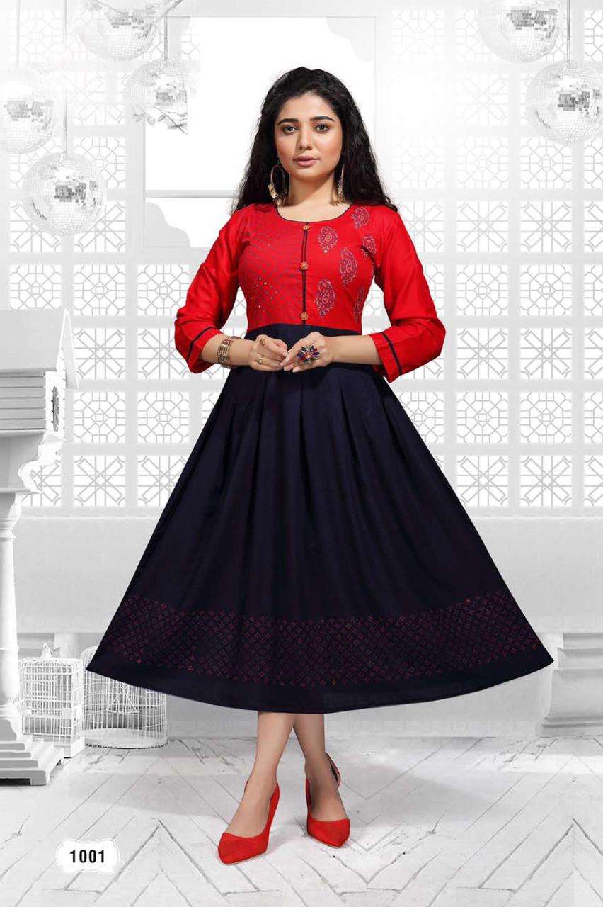 MOHEY HEAVY RAYON PLAIN BLOCK PRINT KURTI CATALOG WHOLESALER BEST RATE