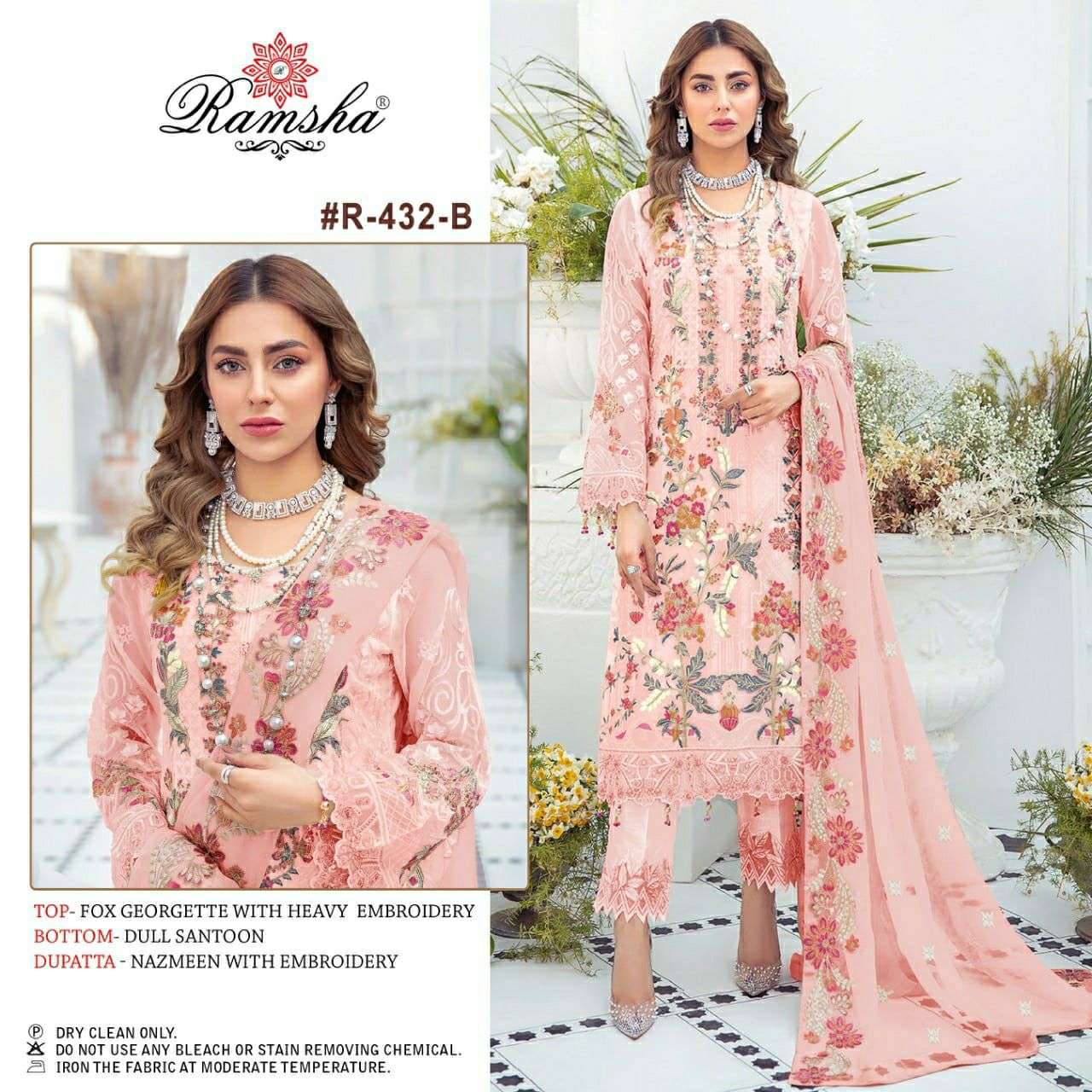 ramsha 432 nx georgette work pakistani suits