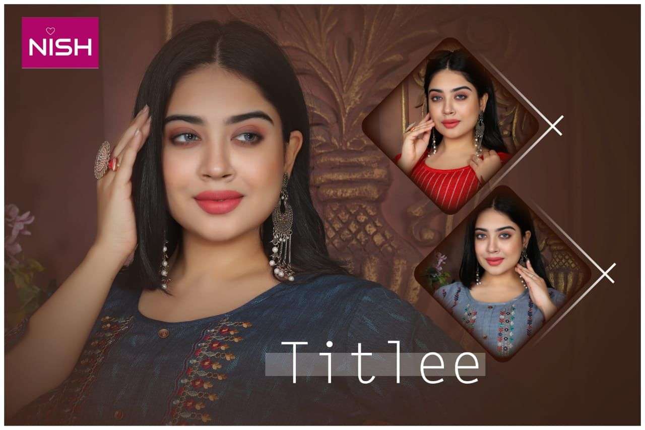 TITLEE BY NISH HEAVY RAYON HEAVY FABRIC TOP PENT KURTI CATALOG WHOLESALER BEST RATE