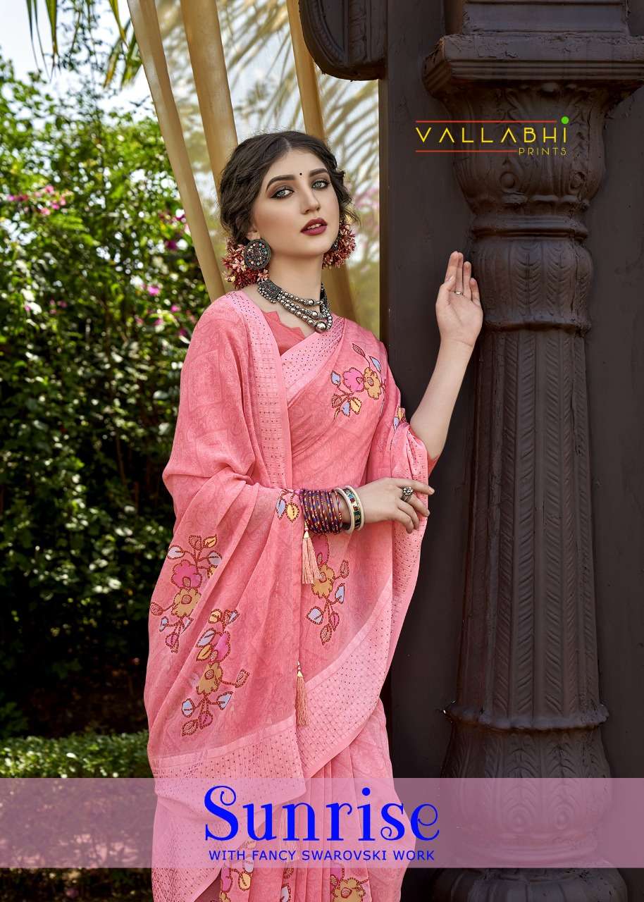 vallabhi sunrise georgette printed casual wear saree