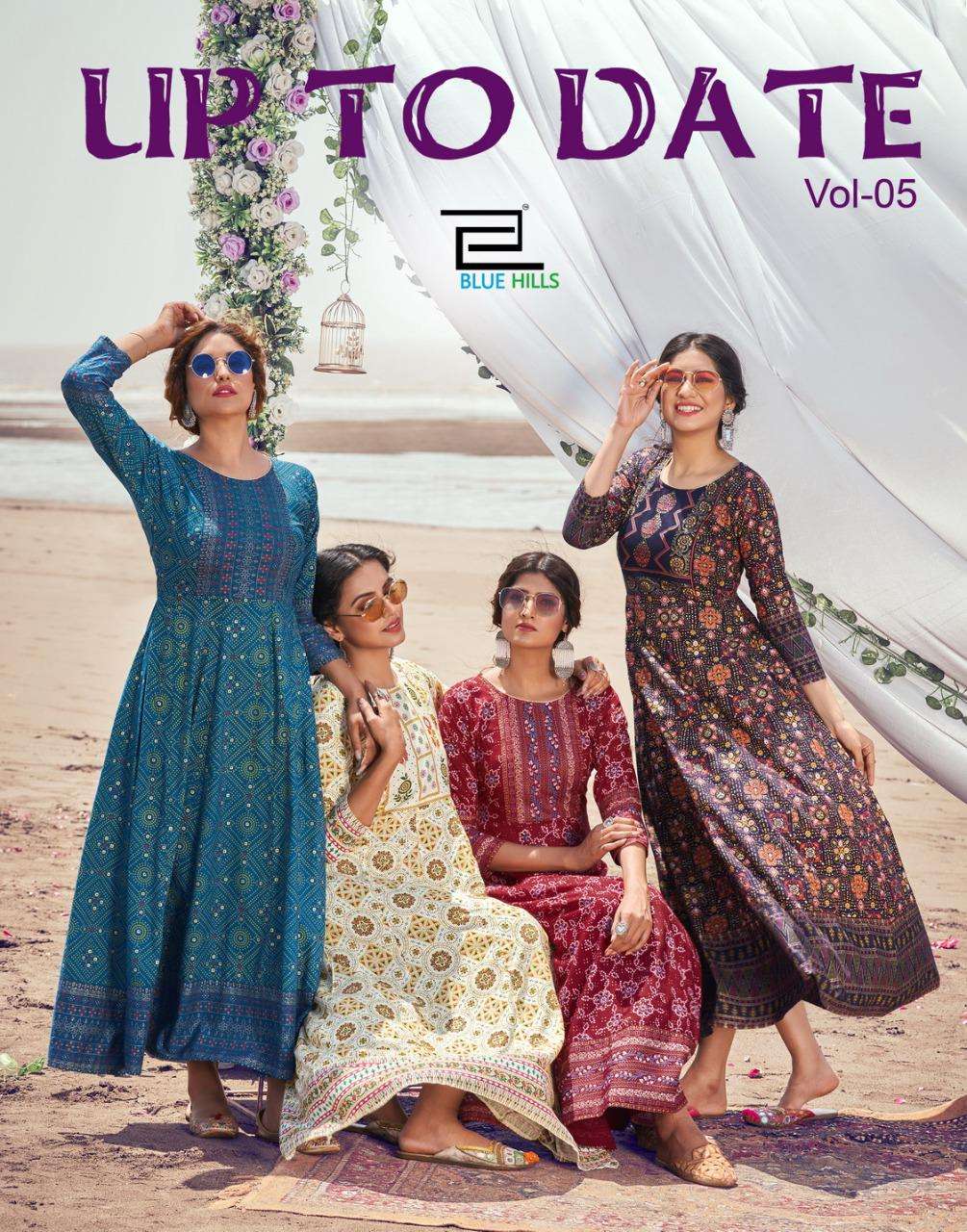 blue hills up to date vol-5 fancy rayon long kurti