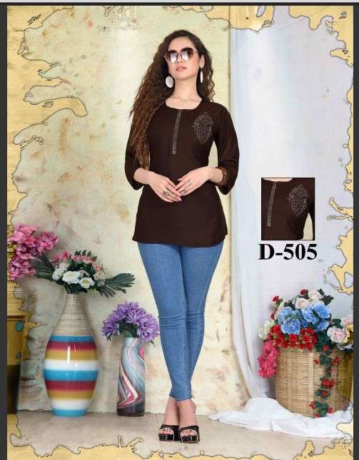 RIYAA ALOKA HEAVY RAYON STONE WORK STYLISH SHORT TOP CATALOG WHOLESALER BEST RATE