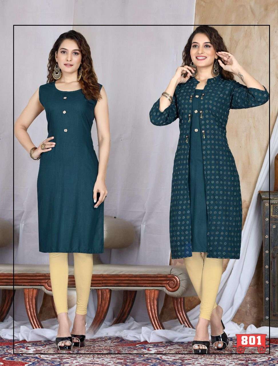 RIYYA SHRUTI HEAVY RAYON RUBBER WORK WITH INNER RAYON SLUB KURTI JACKET SET CATALOG WHOLESALER BEST RATE