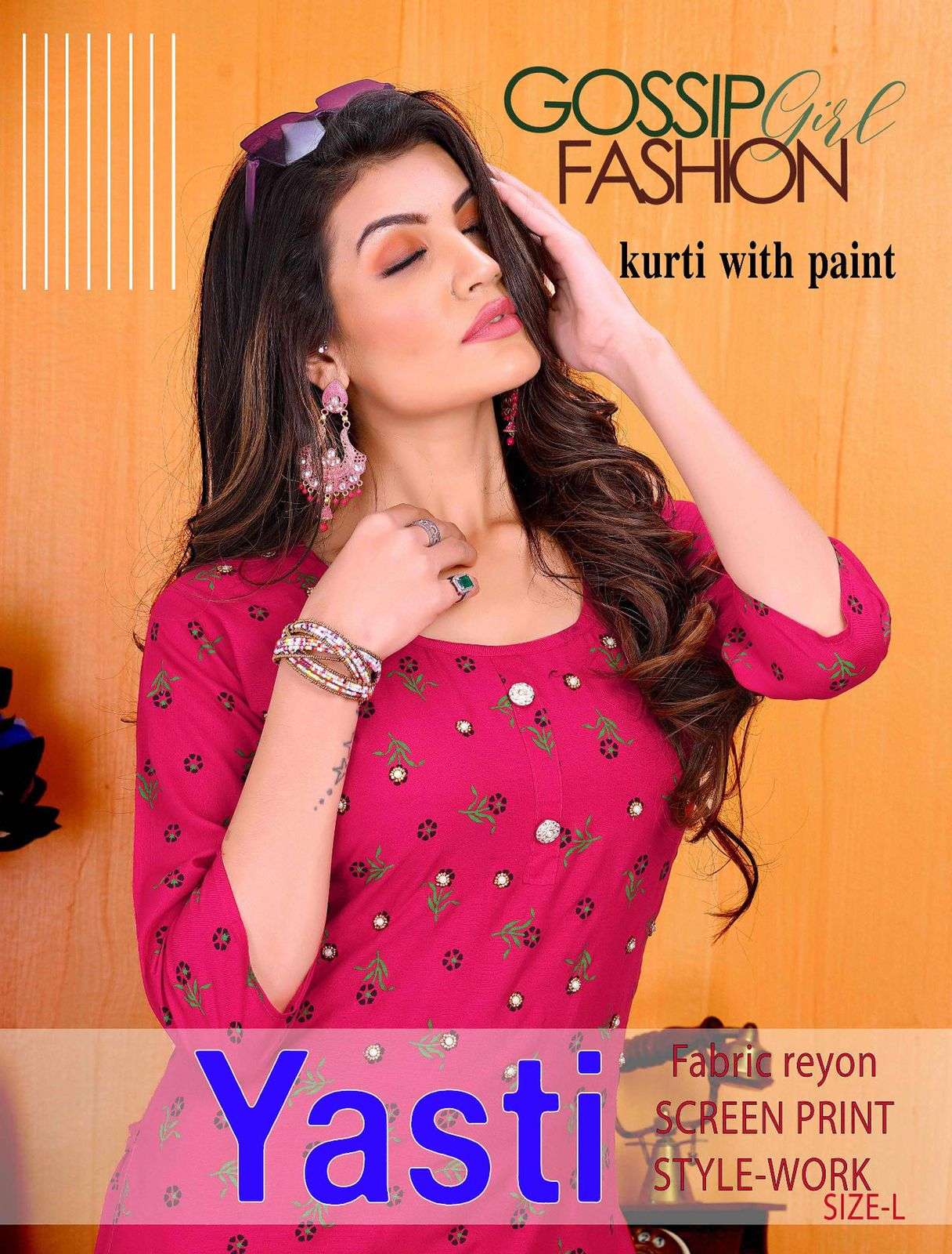 RIYYA YASTI HEAVY RAYON SCREEN PRINT  WORK WITH DESIGNER KURTI PANT SET CATALOG WHOLESALER BEST RATE