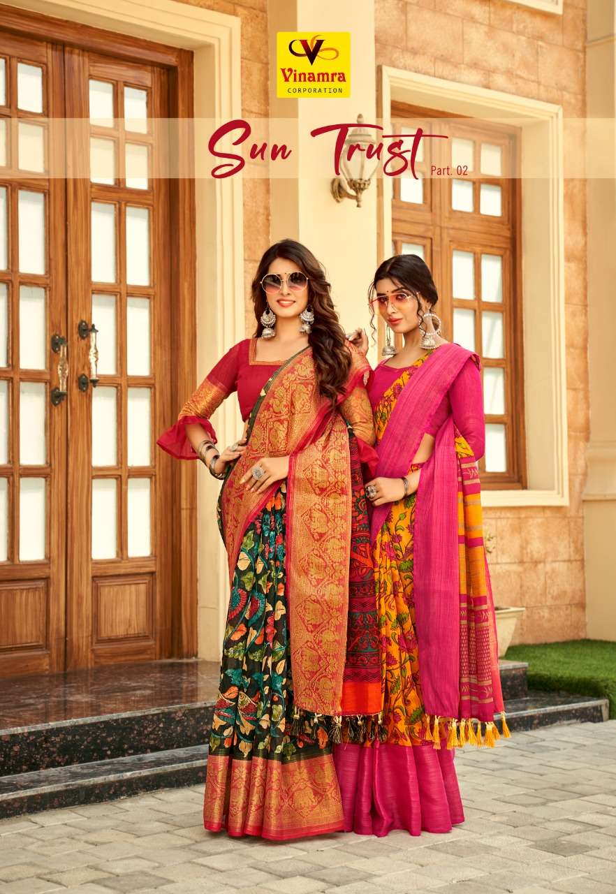 vinamra sun trust vol 2 kasab zari patta cotton sarees 