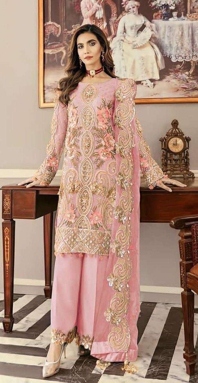 ziana 1261 design colours fox georgette embroidery dress material at lowest cost