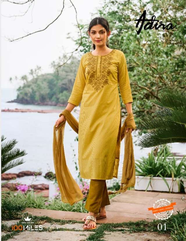 100 miles adira kurti with pant and dupatta 3psc readymade 