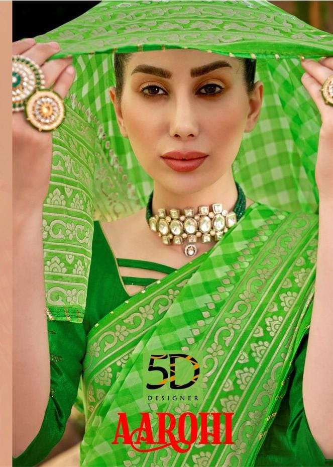 5d designer aarohi georgette foil printed fancy sarees