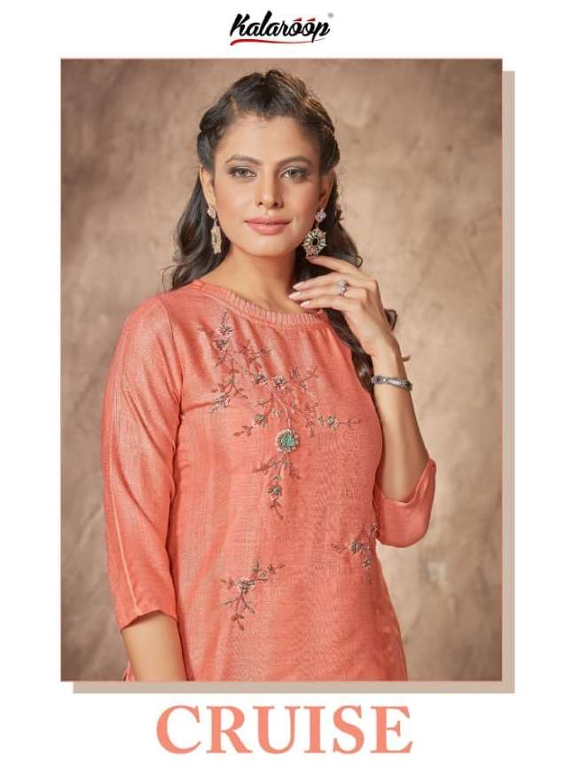 kalaroop cruise rayon with khatli work kurti seller 