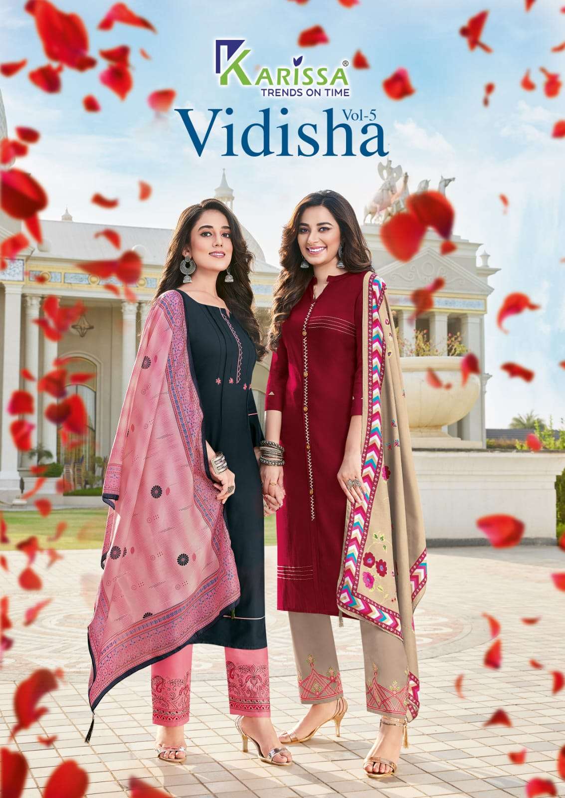 karissa vidisha vol 5 rayon readymade top with pant dupatta set 