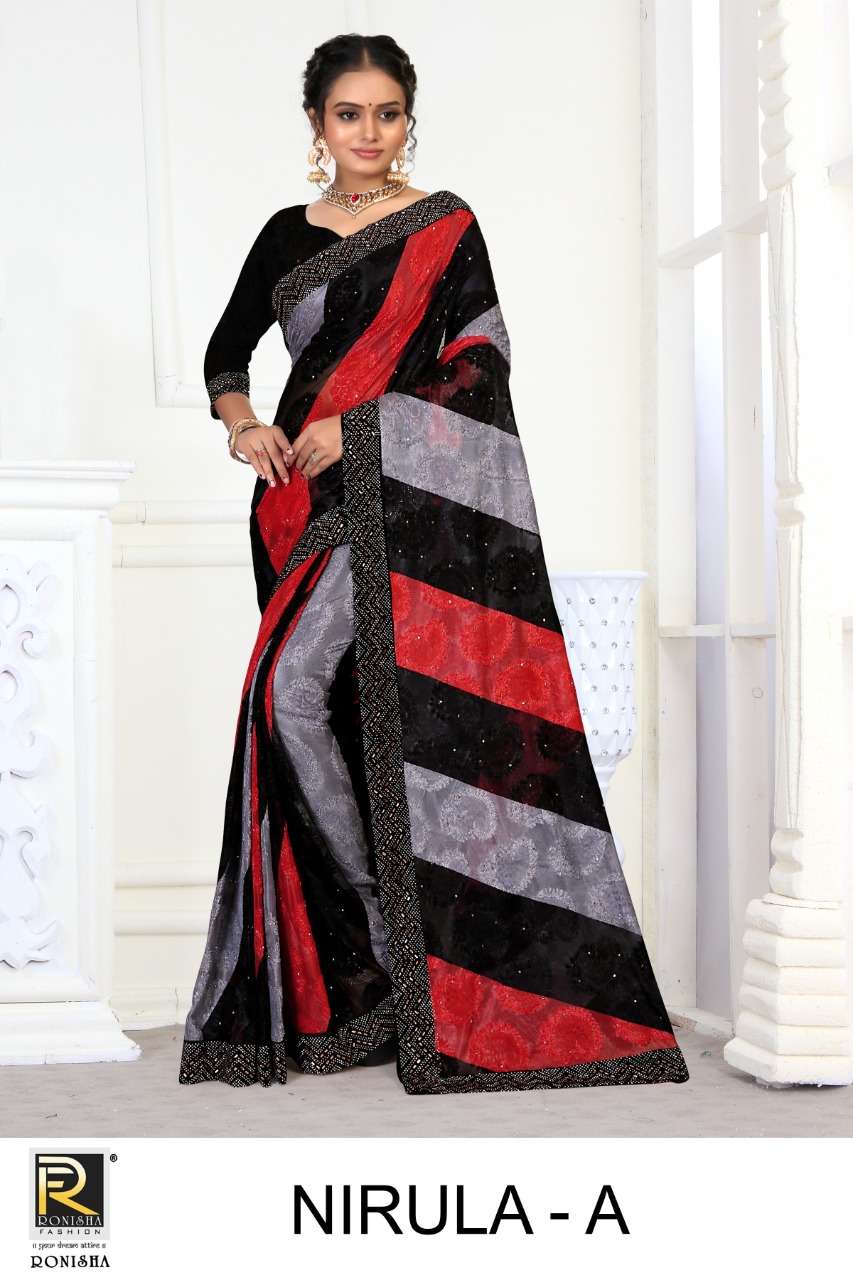 Nirula by ranjna saree fancy siroski border with diamond party wear saree collction 