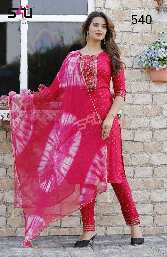 s4u 540 design combo set of top with pant and dupatta 