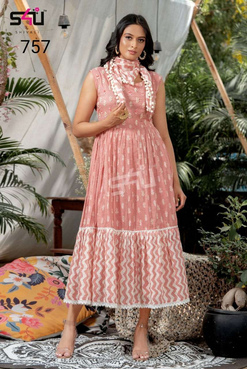 s4u 757 design beautiful kurti combo set 