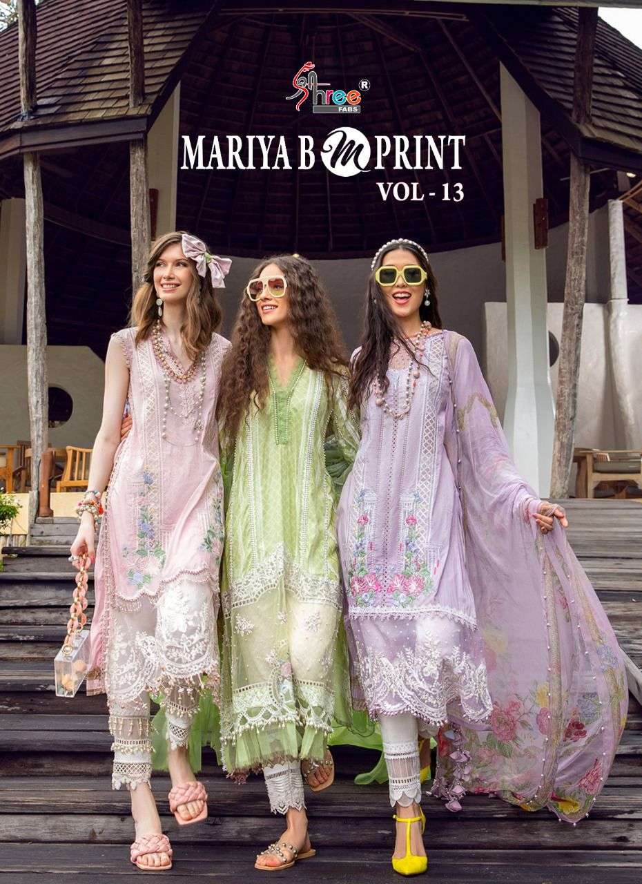 shree fab mariya b m print vol 13 cotton pakistani salwar kameez