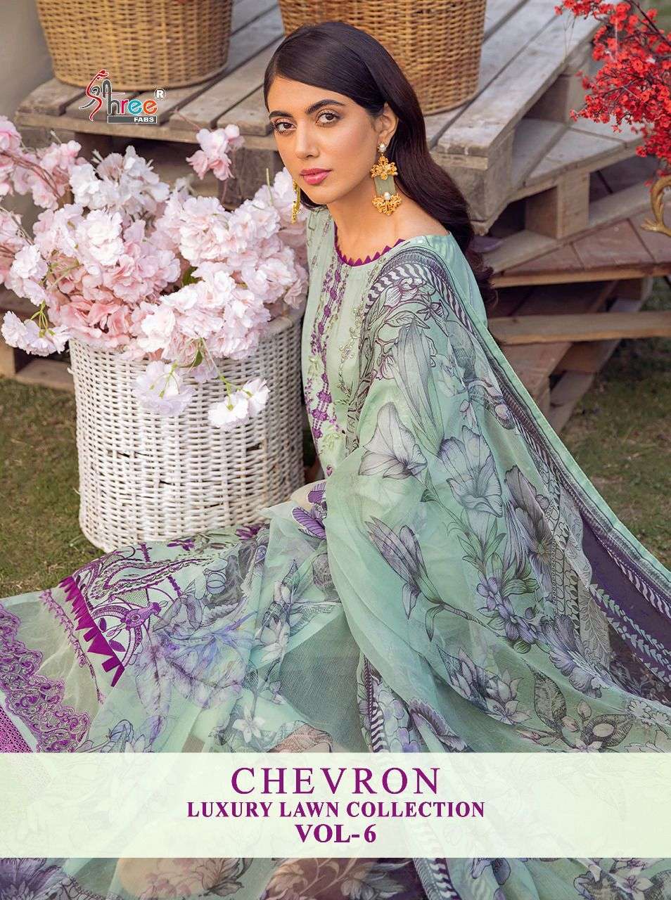 shree fabs chevron laxury lawn vol 6 pakistani designer dresses