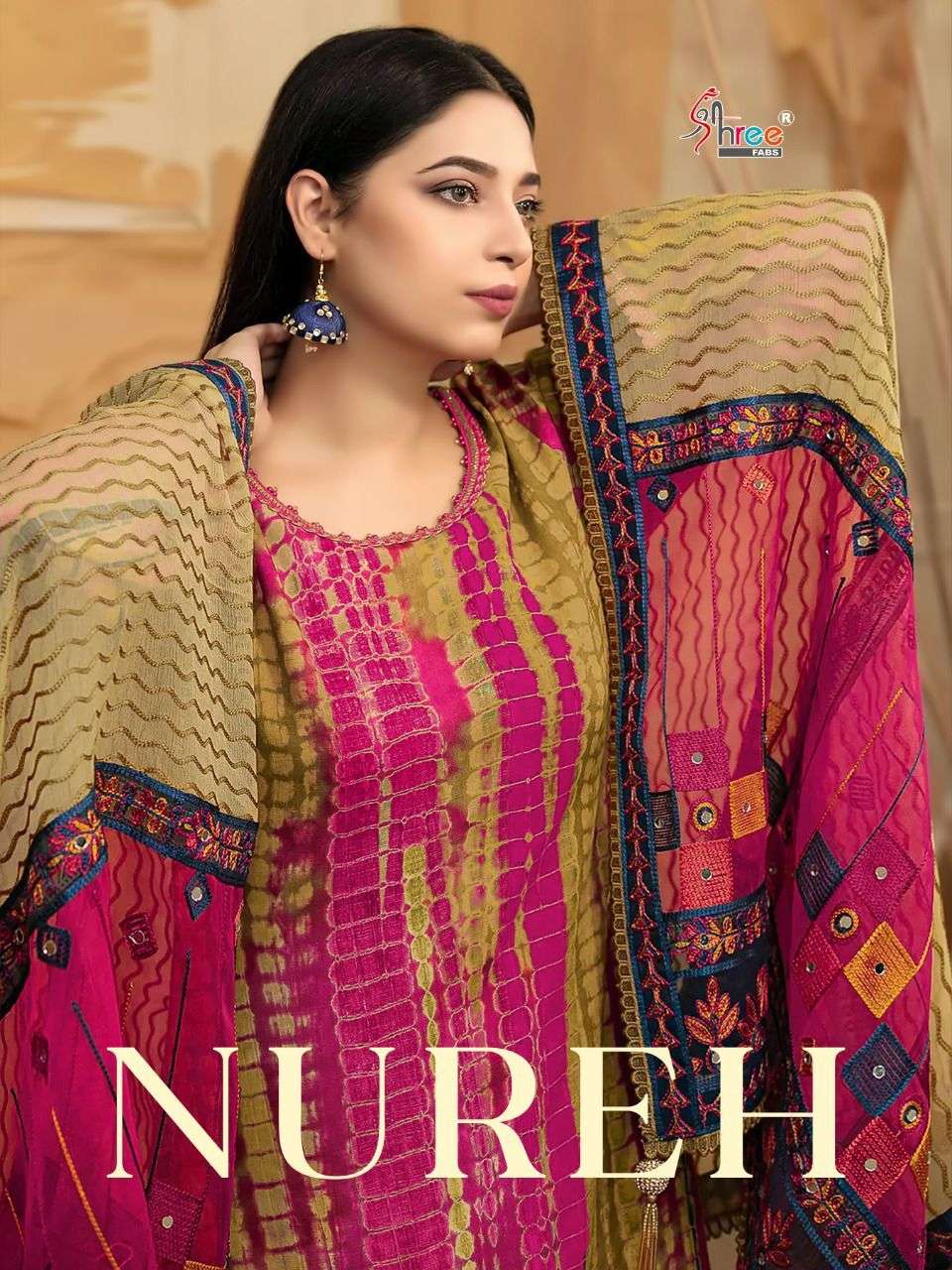 shree fabs nureh slub cotton hand printed pakistani dresses