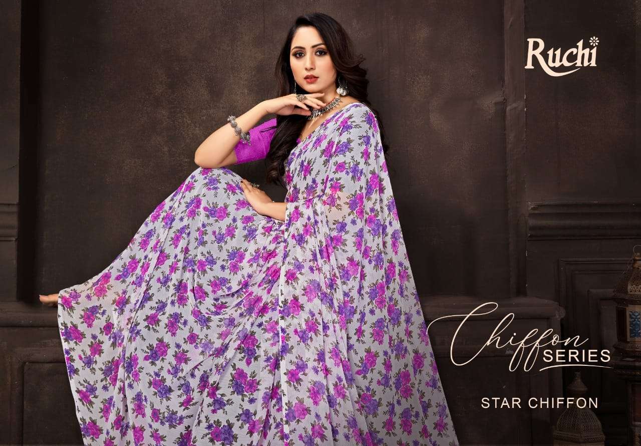 star chiffon vol 77 by ruchi chiffon printed casual wear saree