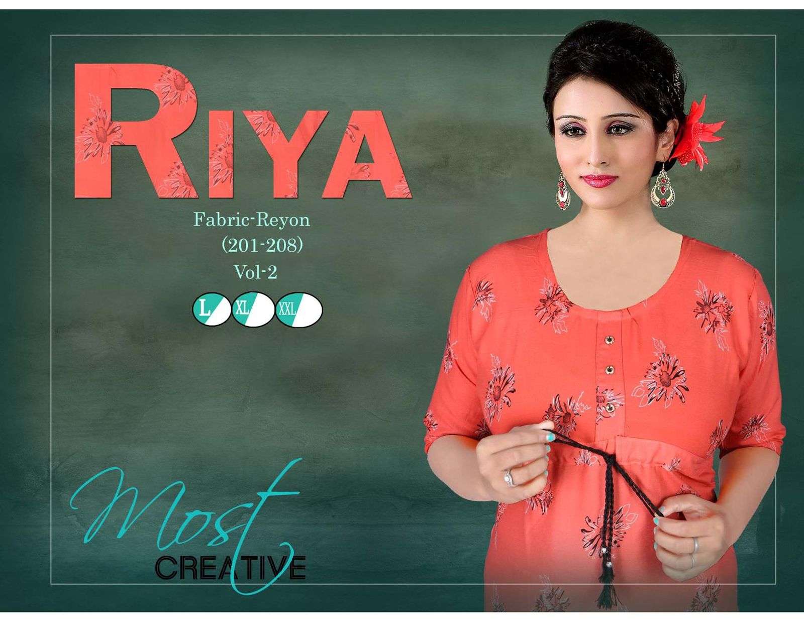 TRENDY RIYA VOL.2 HEAVY REYON PRINT 58” KURTI CATLOG WHOLESALER BEST RATE