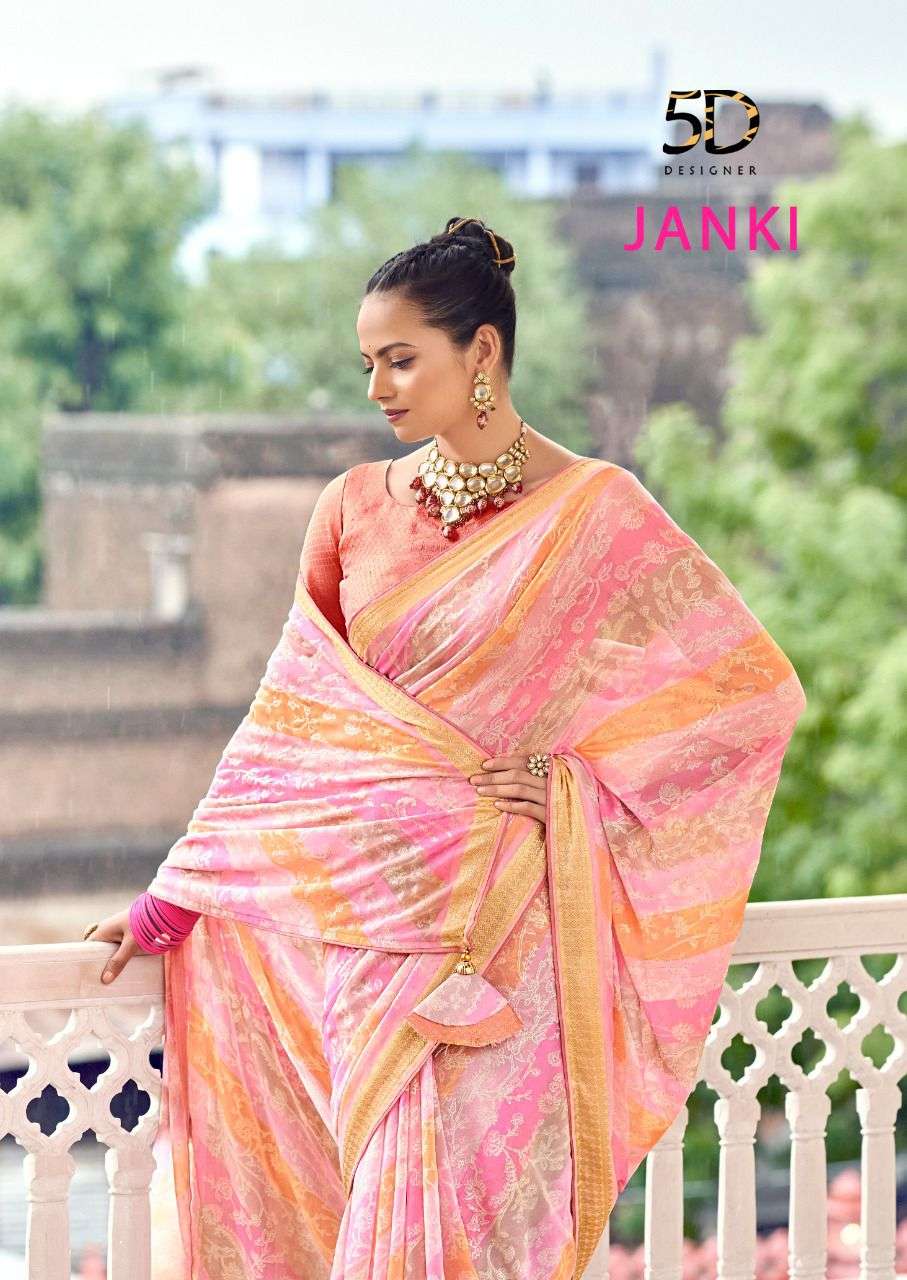 5d designer janki georgette fancy sarees 