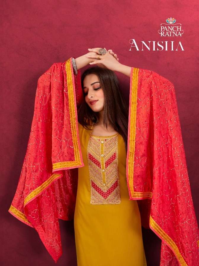 anisha by panch ratna jam silk cotton dress materials