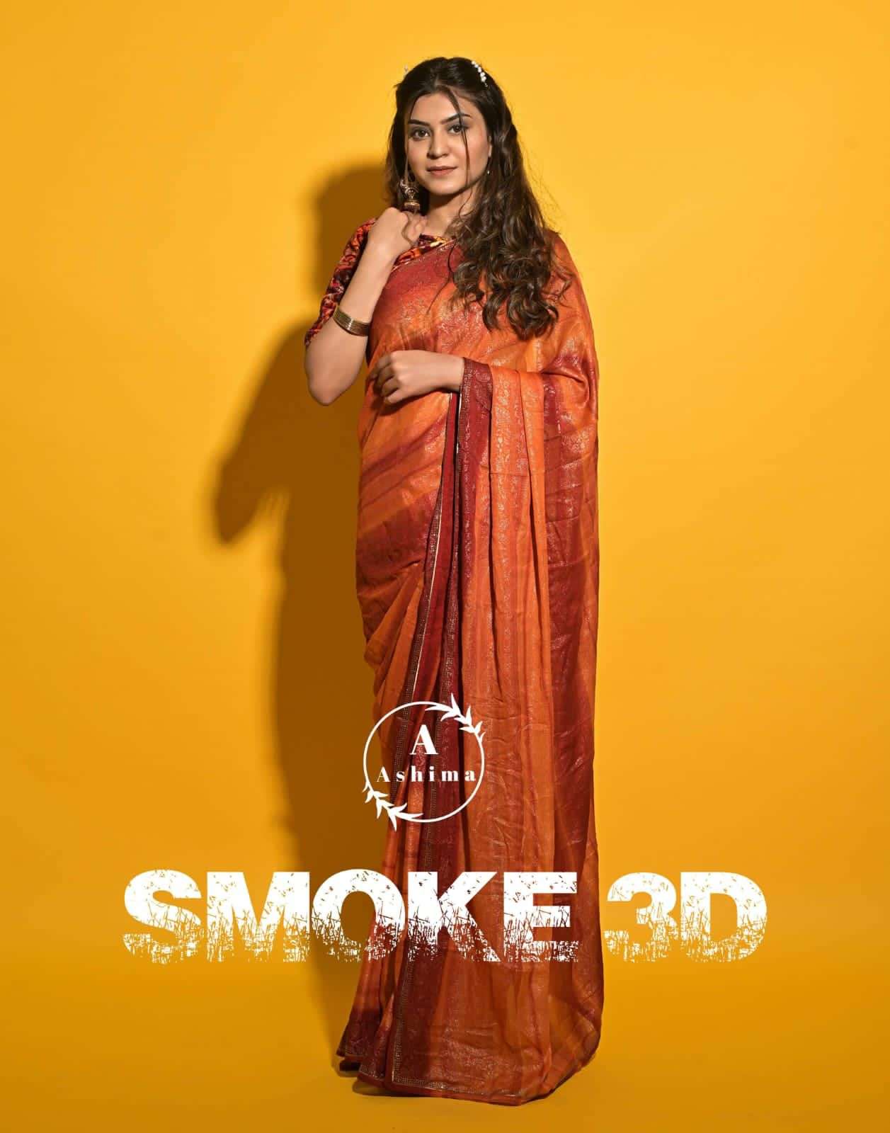 ashima smoke 3d padding print sarees wholesale 