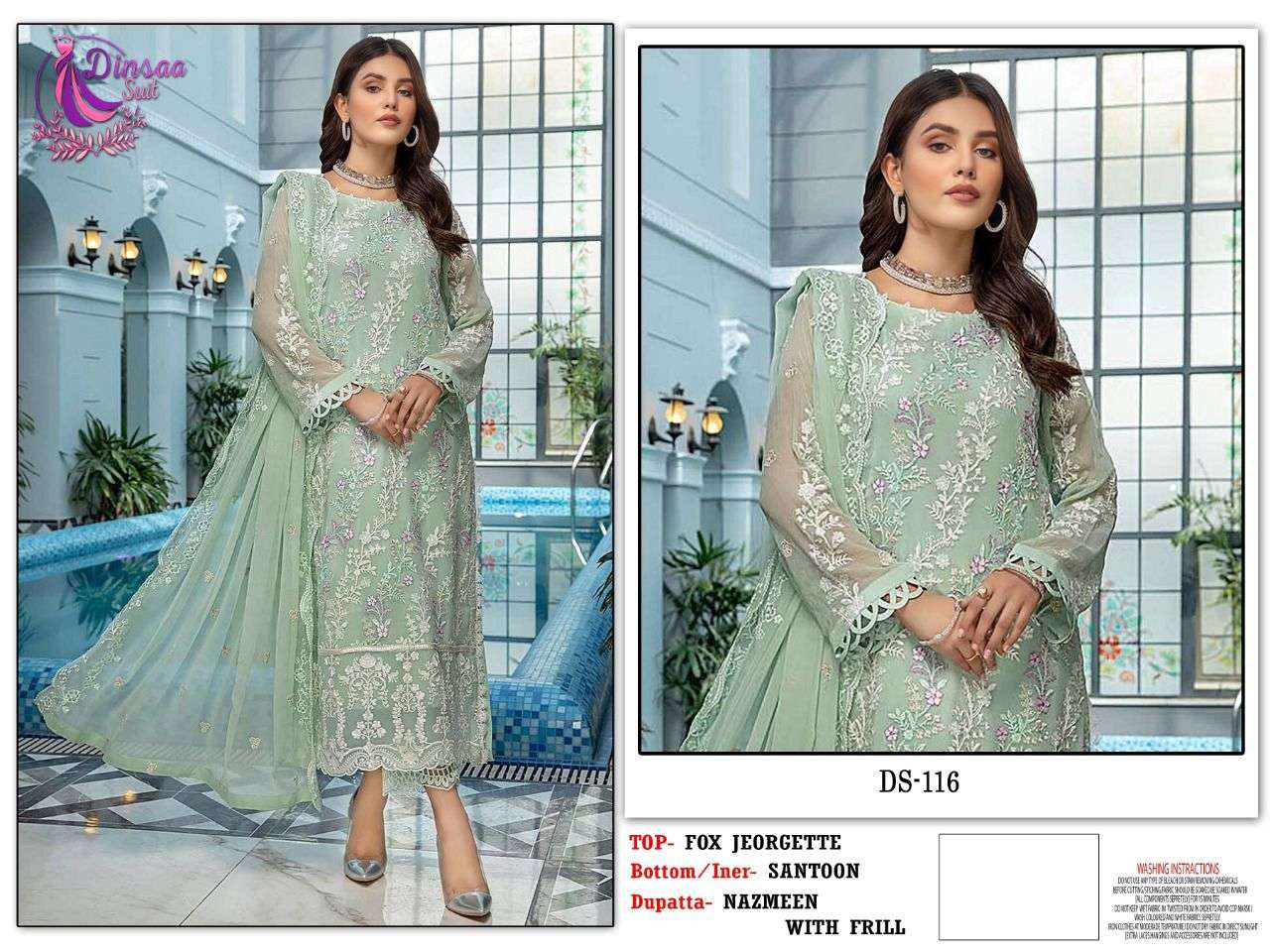 dinsaa ds 116 design pakistani dress at singel pc wholesale price 