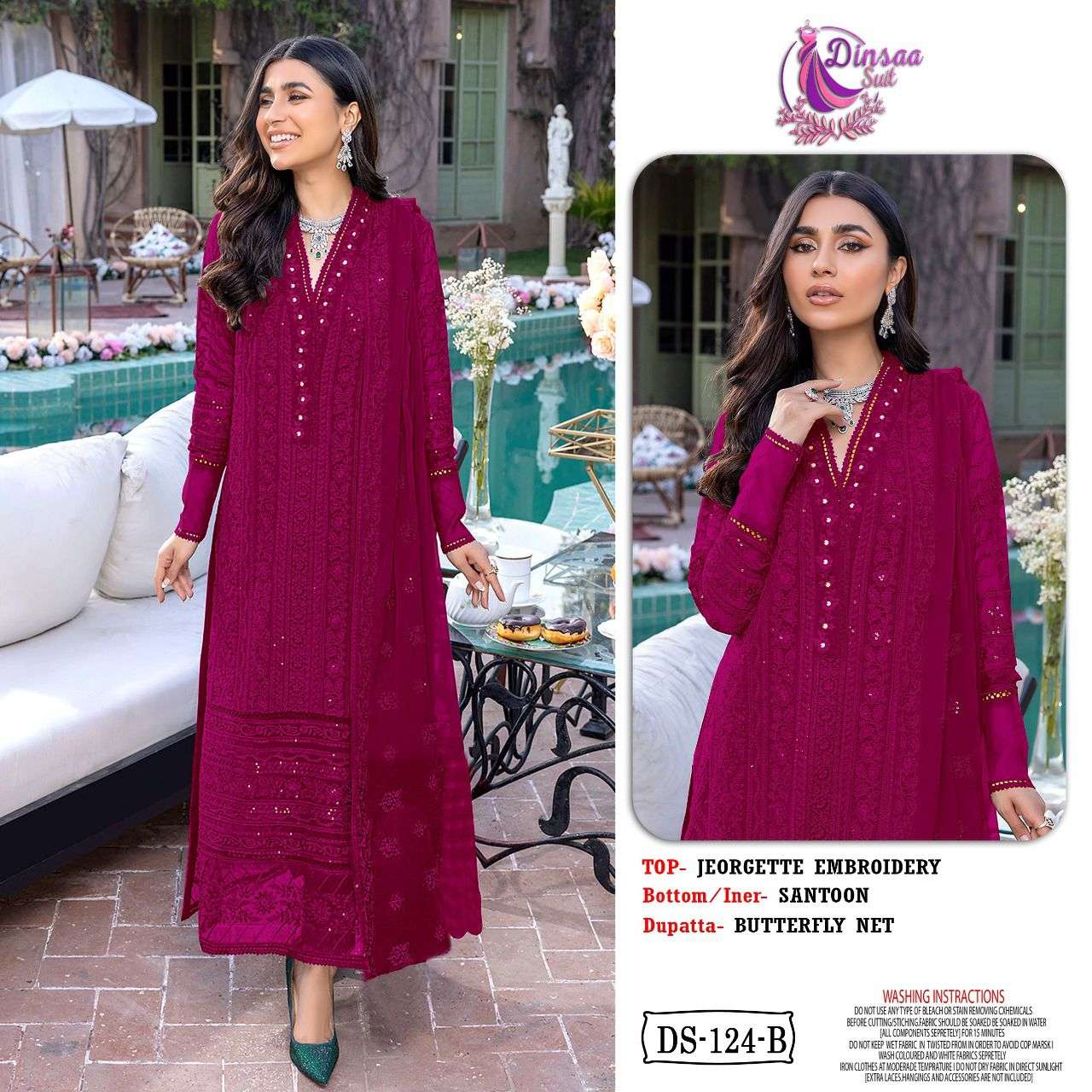 dinsaa suit d 124 pakistani concept of georgette dresses 