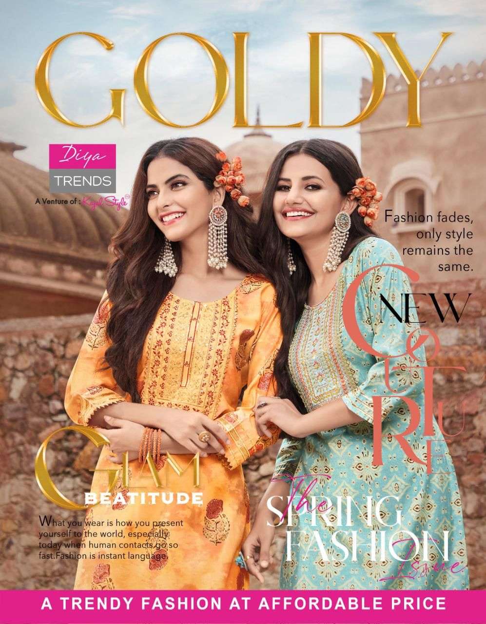 diya trends goldy vol 1 kurti with pant pair 