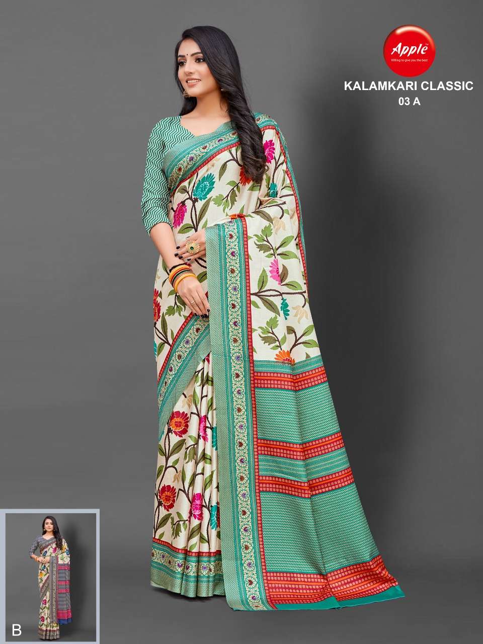 kalamkari classic by apple manipuri silk printed casual saree