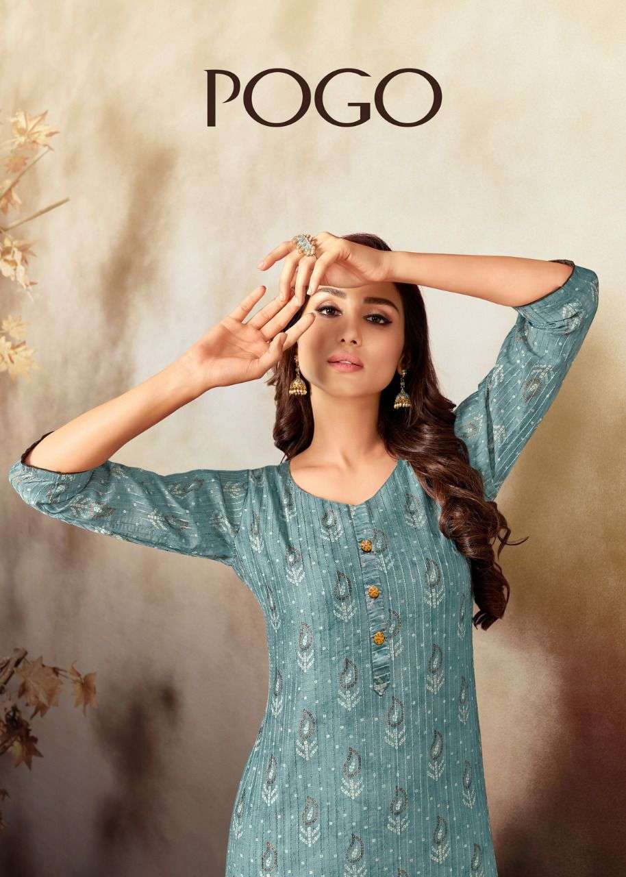 kapil trendz artio pogo heavy slub nefs silk fancy kurti 