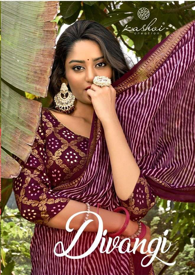 kashvi creation divangi dull moss fancy saree collection