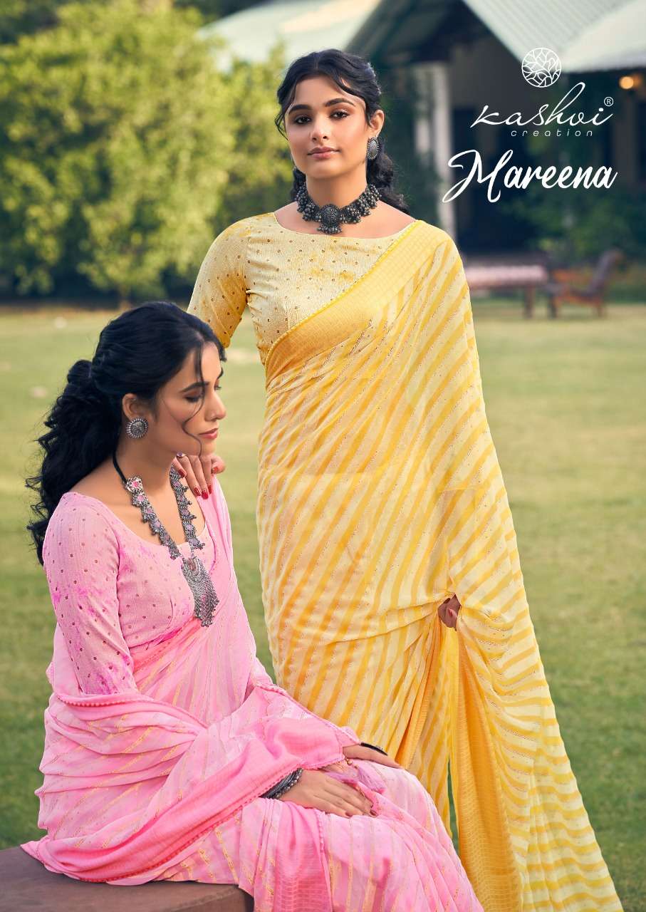 kashvi creation wholesaler mareena georgette saree with border 