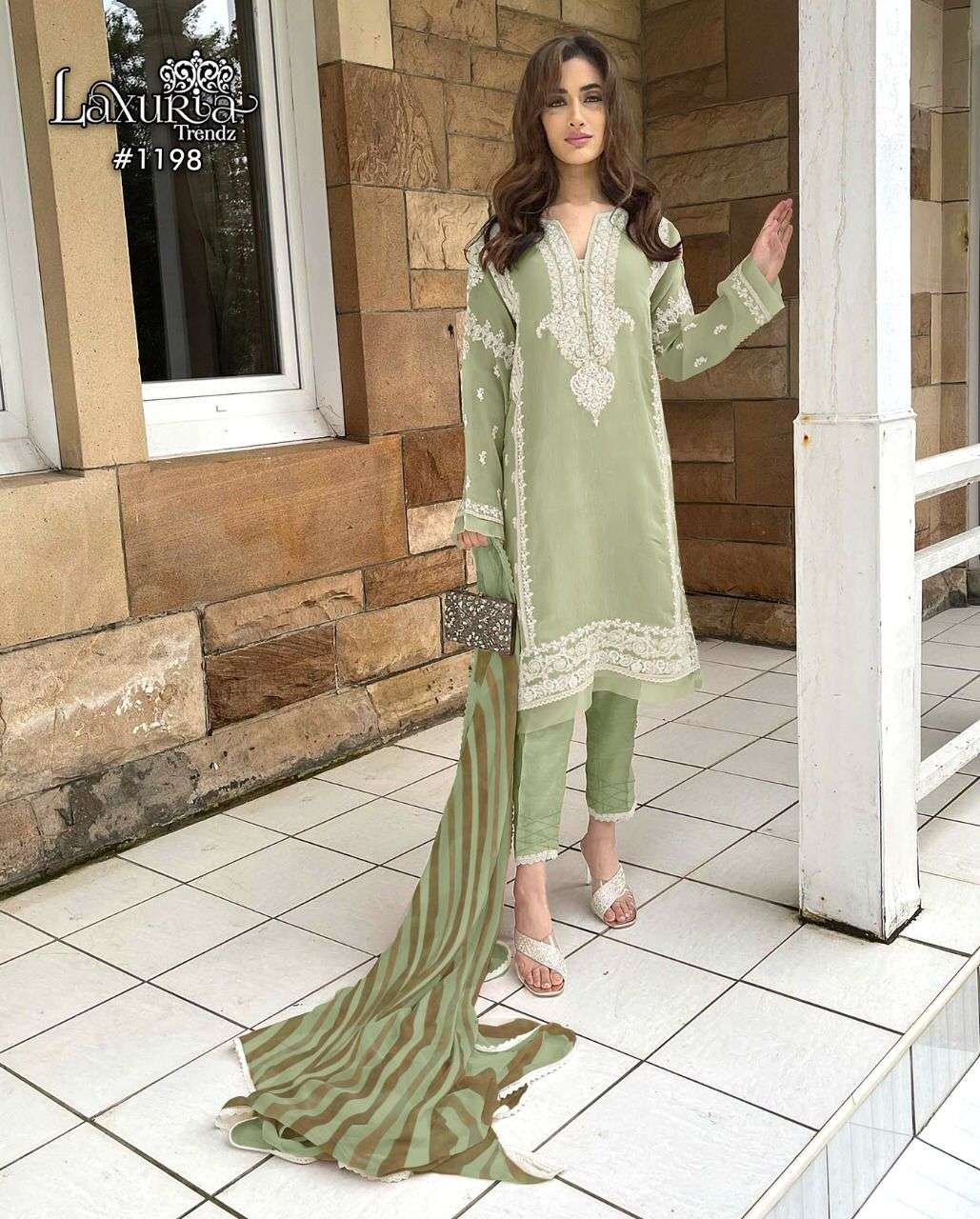 laxuria  d no 1198 embroidery pakistani kurti with bottom & dupatta collection 