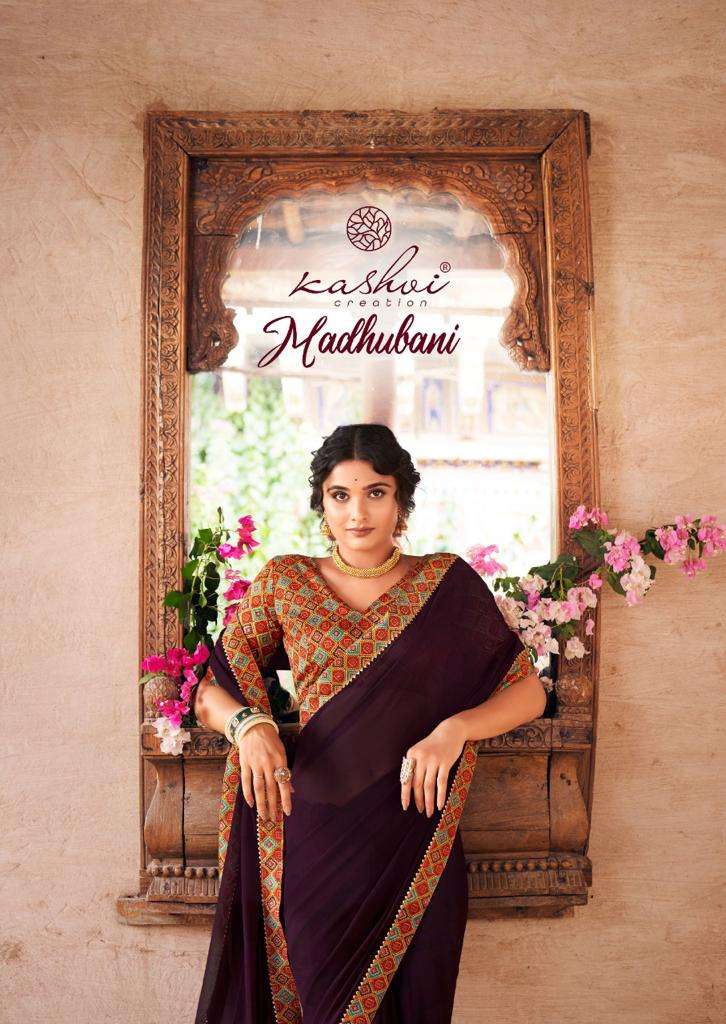 madhubani by kashvi georgette fancy casual wear sarees