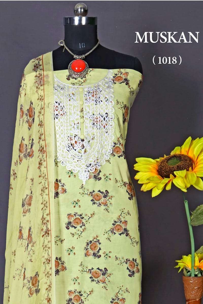 muskan 1018 by bipson cotton dress materials supplier