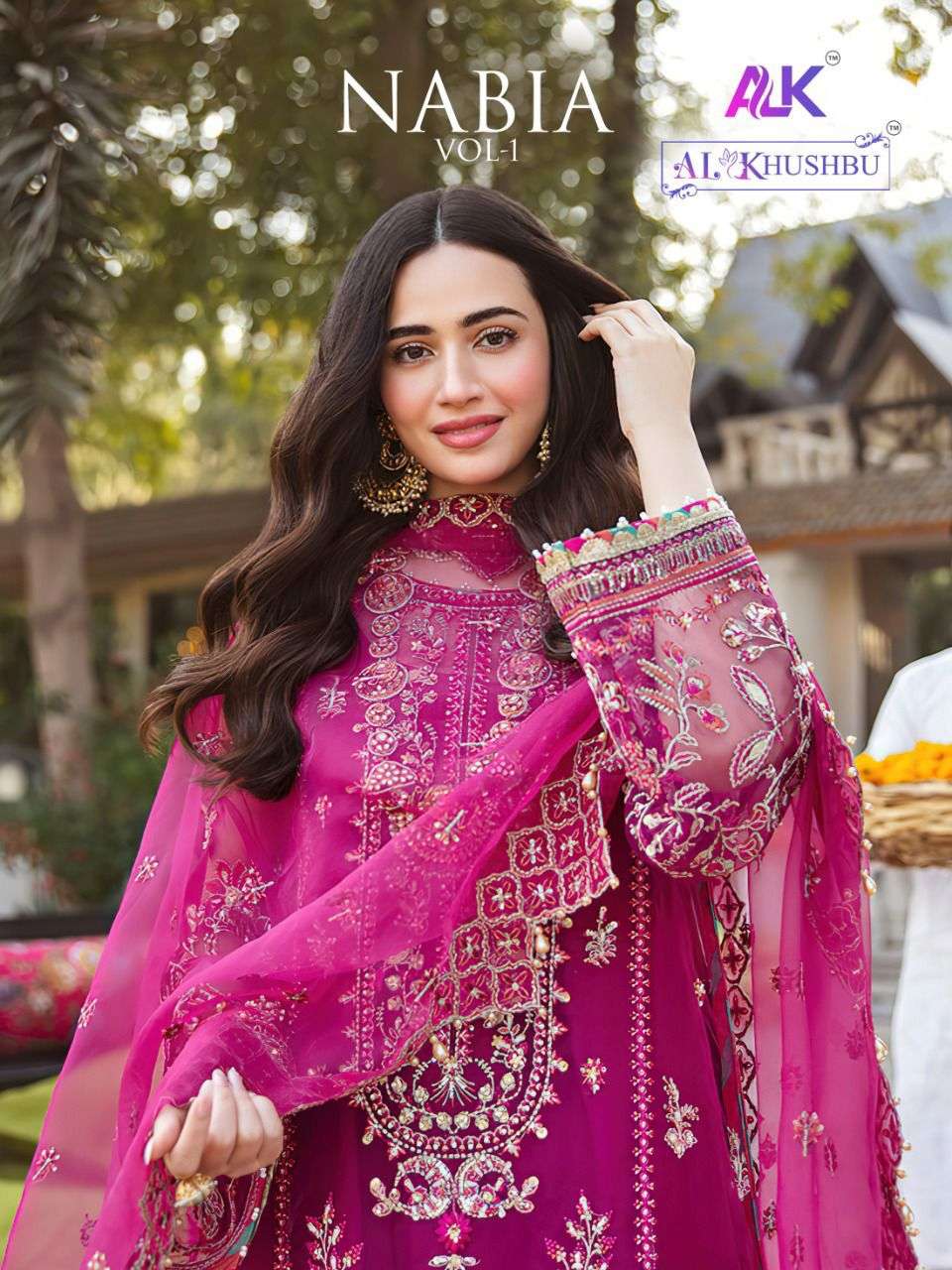 nabia vol 1 by al khushbu georgette work designer pakistani dresses